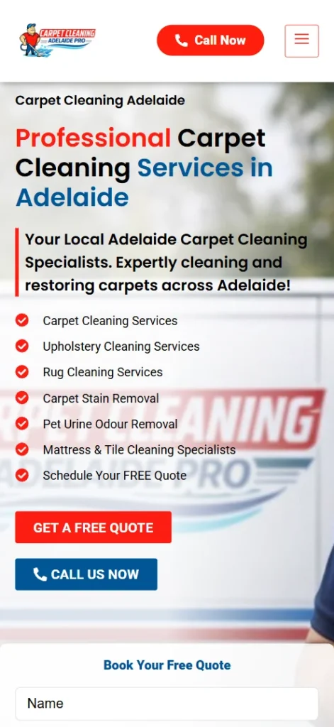 Carpet Cleaning Adelaide Pro mobile website design