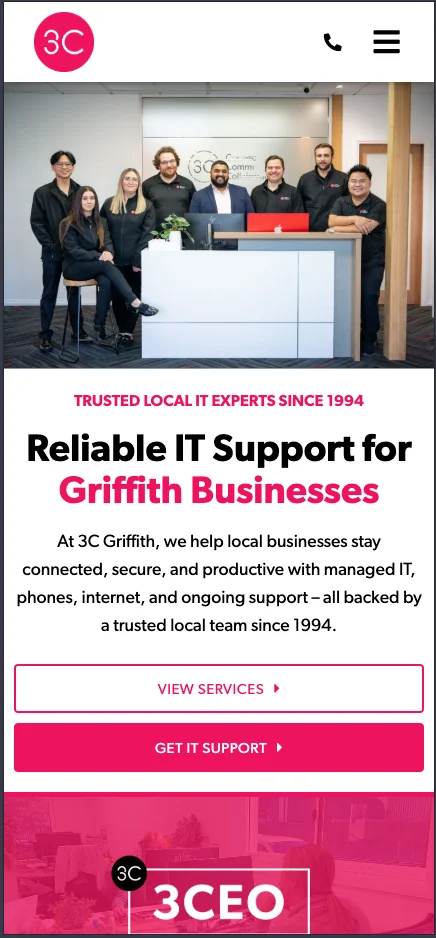 3C Griffith mobile website design