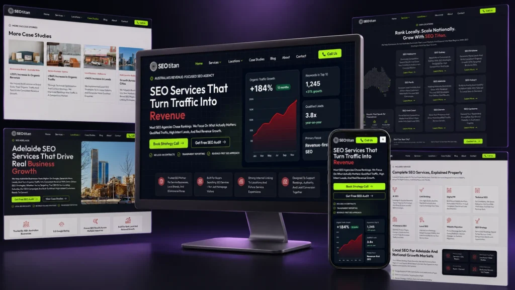 SEO Titan custom WordPress website development shown across responsive devices