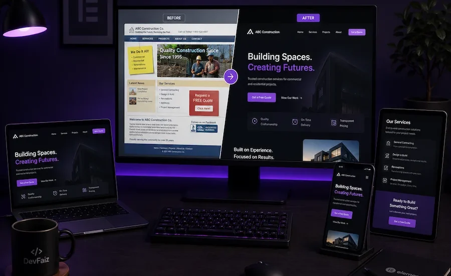 WordPress website redesign showing a modern responsive business website